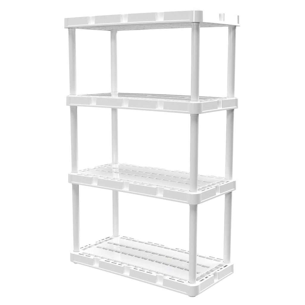 Gracious Living 4 Shelf Knect-A-Shelf Ventilated Storage Unit, White (4 Pack)-Furniture | Shelving | Bookcases & Standing Shelves-Grease Monkey Garage