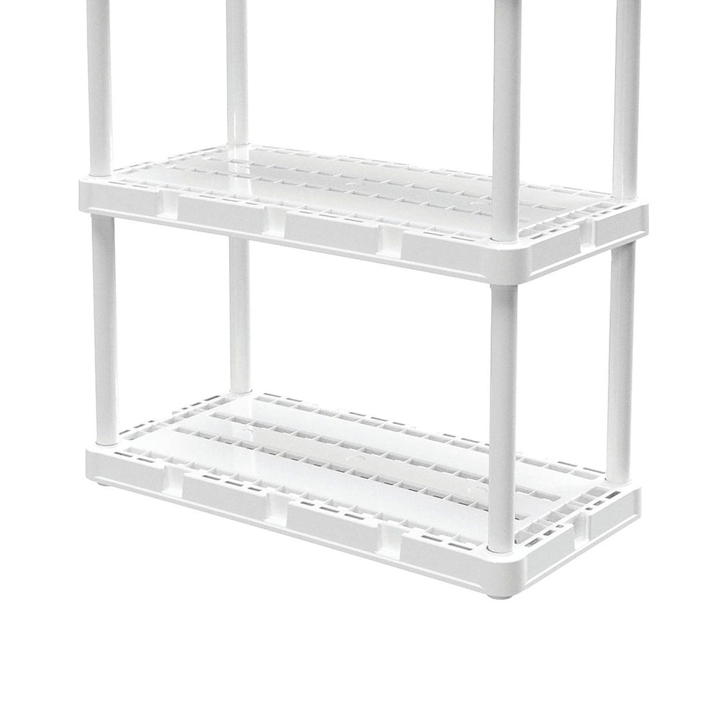 Gracious Living 4 Shelf Knect-A-Shelf Ventilated Storage Unit, White (4 Pack)-Furniture | Shelving | Bookcases & Standing Shelves-Grease Monkey Garage