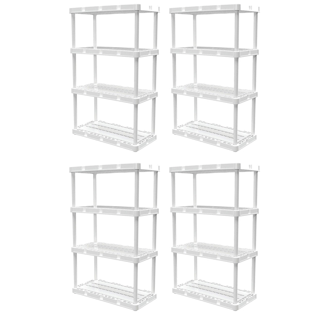 Gracious Living 4 Shelf Knect-A-Shelf Ventilated Storage Unit, White (4 Pack)-Furniture | Shelving | Bookcases & Standing Shelves-Grease Monkey Garage