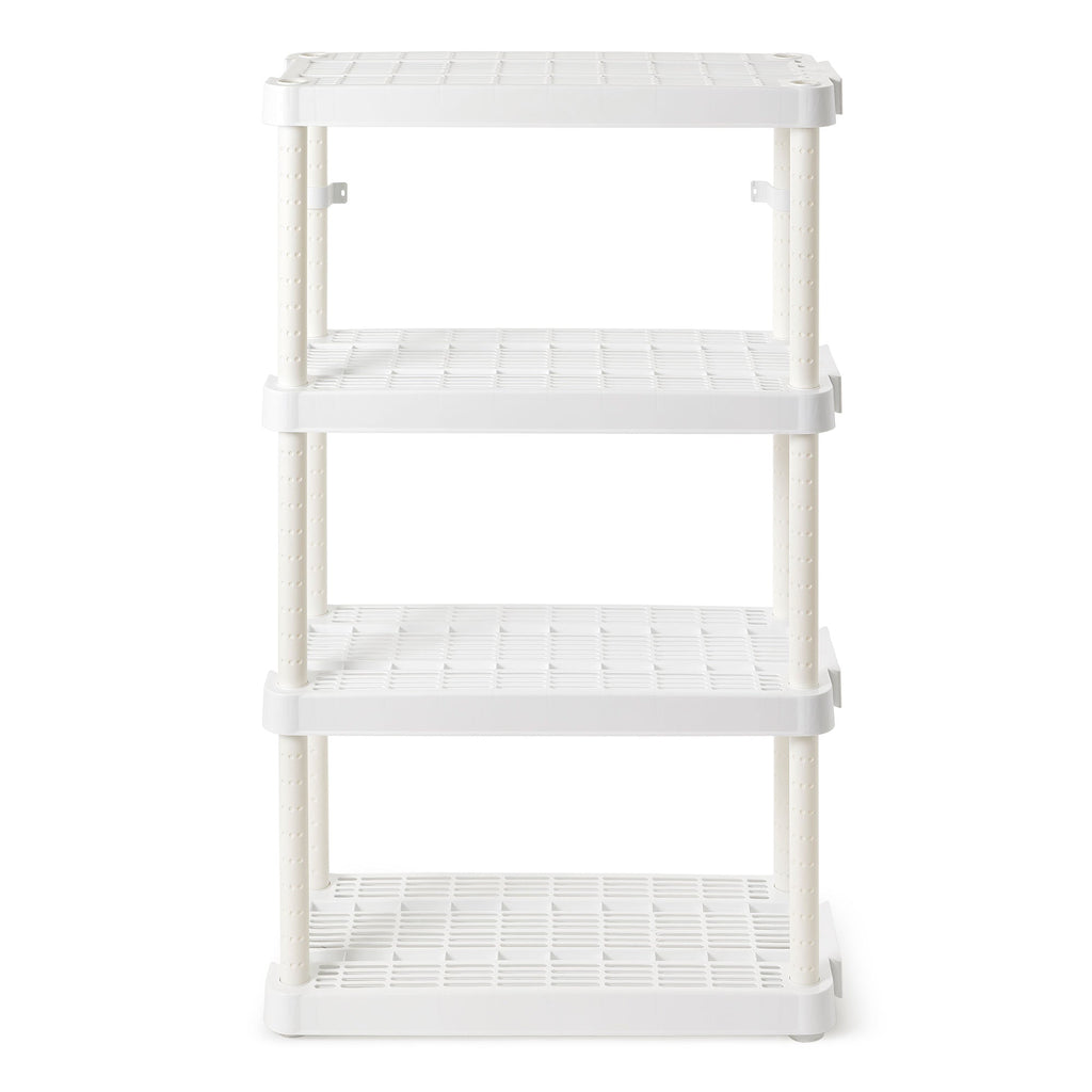 Gracious Living 4 Shelf Tier Light Duty Garage Storage Shelf, White (Damaged)-Used-Grease Monkey Garage