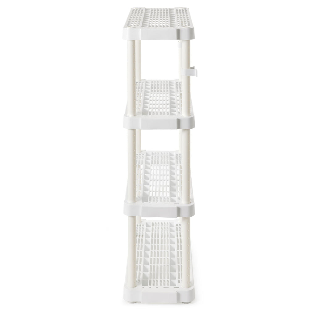 Gracious Living 4 Shelf Tier Light Duty Garage Storage Shelf, White (Damaged)-Used-Grease Monkey Garage