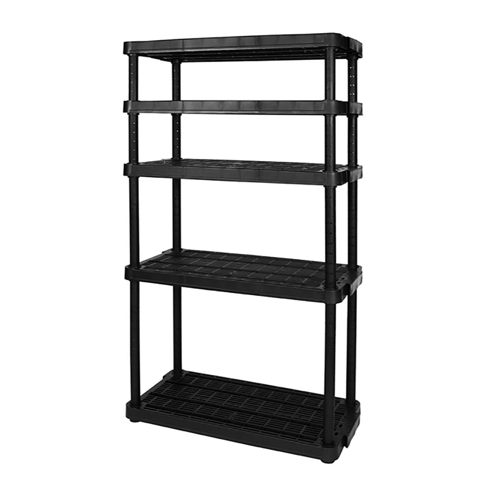 Gracious Living 5 Shelf Adjustable Ventilated Heavy Duty Shelving Unit, Black-Furniture | Shelving | Bookcases & Standing Shelves-Grease Monkey Garage