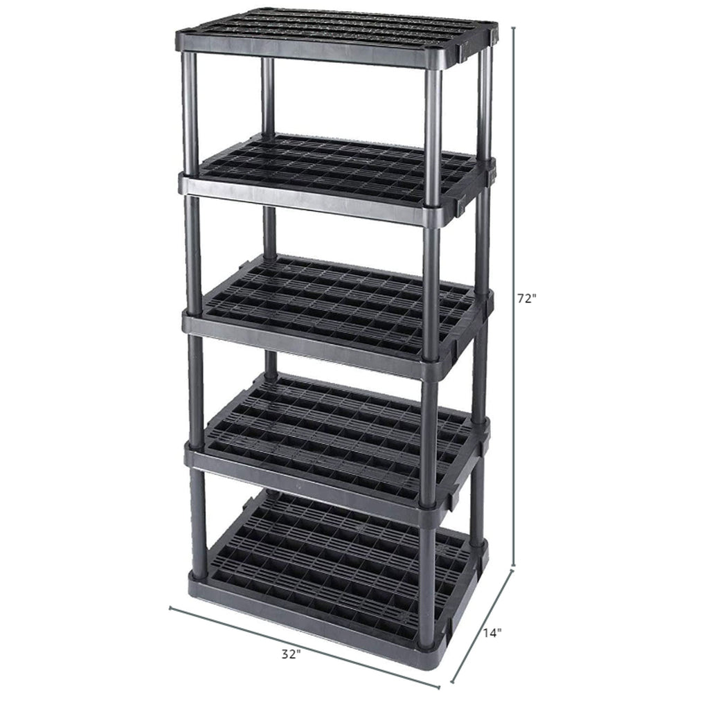 Gracious Living 5 Shelf Adjustable Ventilated Medium Duty Shelving Unit, Black-Furniture | Shelving | Bookcases & Standing Shelves-Grease Monkey Garage