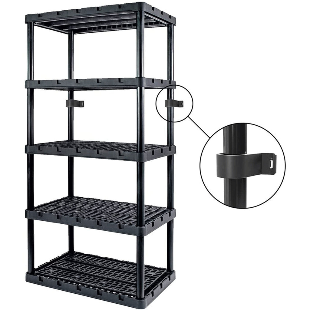 Gracious Living 5 Shelf Adjustable Ventilated Medium Duty Shelving Unit, Black-Furniture | Shelving | Bookcases & Standing Shelves-Grease Monkey Garage