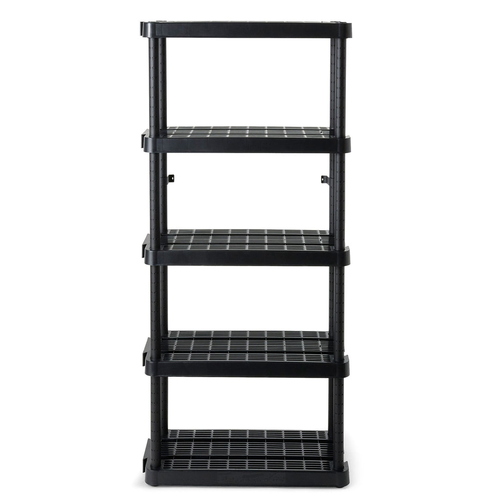 Gracious Living 5 Shelf Adjustable Ventilated Medium Duty Shelving Unit, Black-Furniture | Shelving | Bookcases & Standing Shelves-Grease Monkey Garage