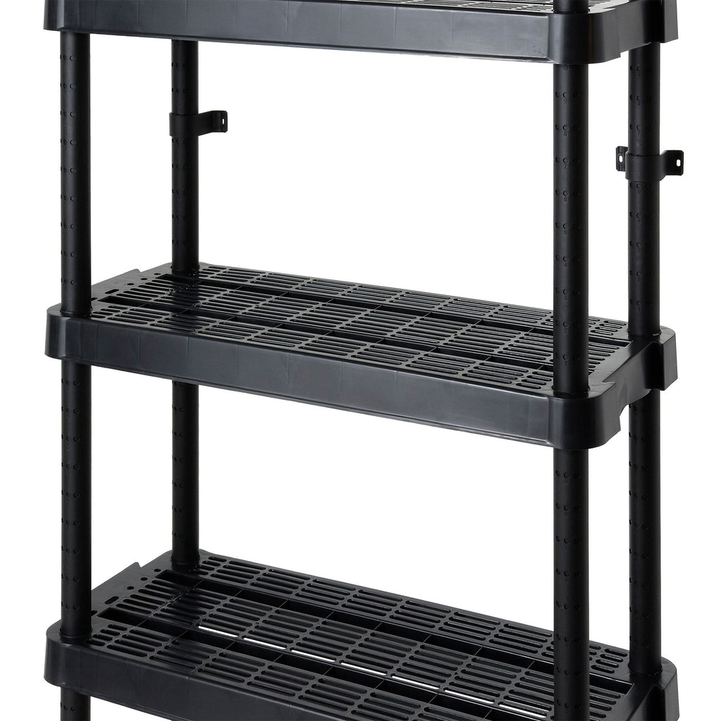 Gracious Living 5 Shelf Adjustable Ventilated Medium Duty Shelving Unit, Black-Furniture | Shelving | Bookcases & Standing Shelves-Grease Monkey Garage