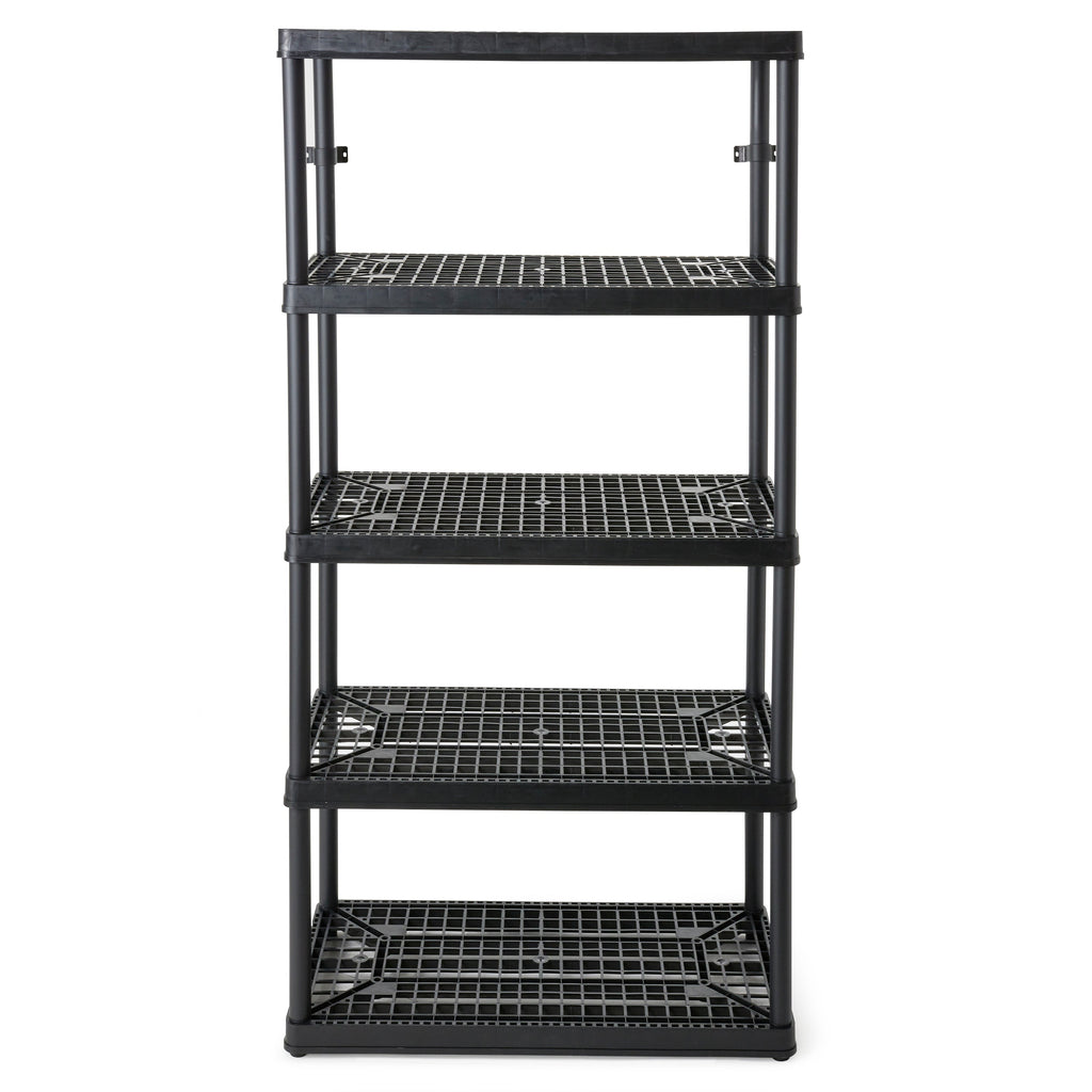 Gracious Living 5 Shelf Fixed Height Ventilated Heavy Duty Shelving Unit, Black-Home & Garden | Household Supplies | Storage & Organization | Household Storage Caddies-Grease Monkey Garage