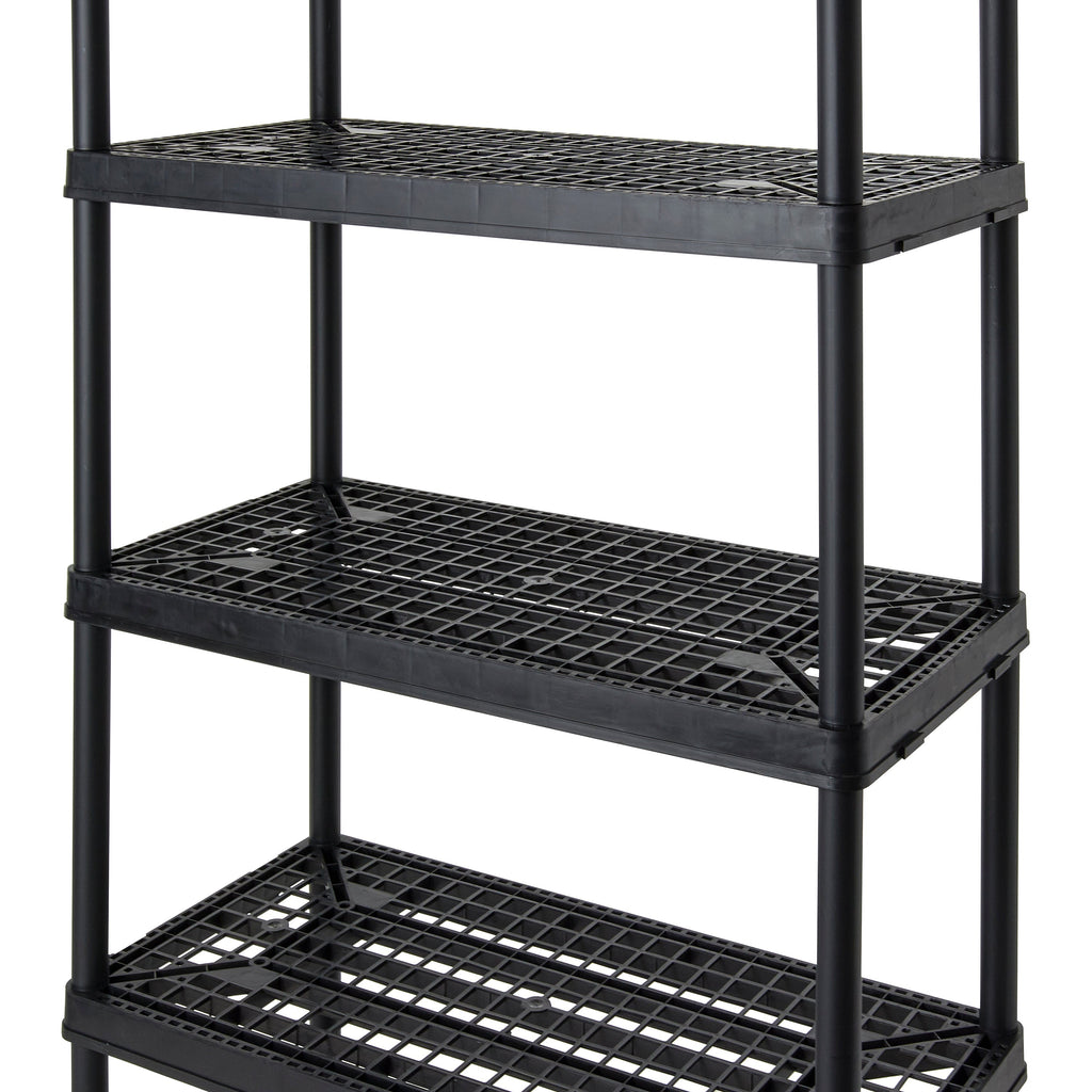 Gracious Living 5 Shelf Fixed Height Ventilated Heavy Duty Shelving Unit, Black-Home & Garden | Household Supplies | Storage & Organization | Household Storage Caddies-Grease Monkey Garage