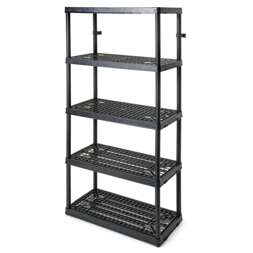 Gracious Living 5 Shelf Fixed Height Ventilated Heavy Duty Shelving Unit, Black-Home & Garden | Household Supplies | Storage & Organization | Household Storage Caddies-Grease Monkey Garage