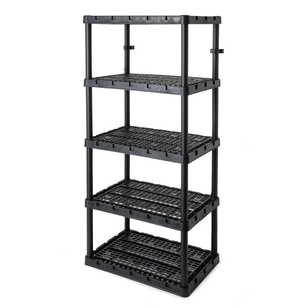 Gracious Living 5 Shelf Knect-A-Shelf Ventilated Heavy Duty Storage, Black 2Pack-Furniture | Shelving | Bookcases & Standing Shelves-Grease Monkey Garage