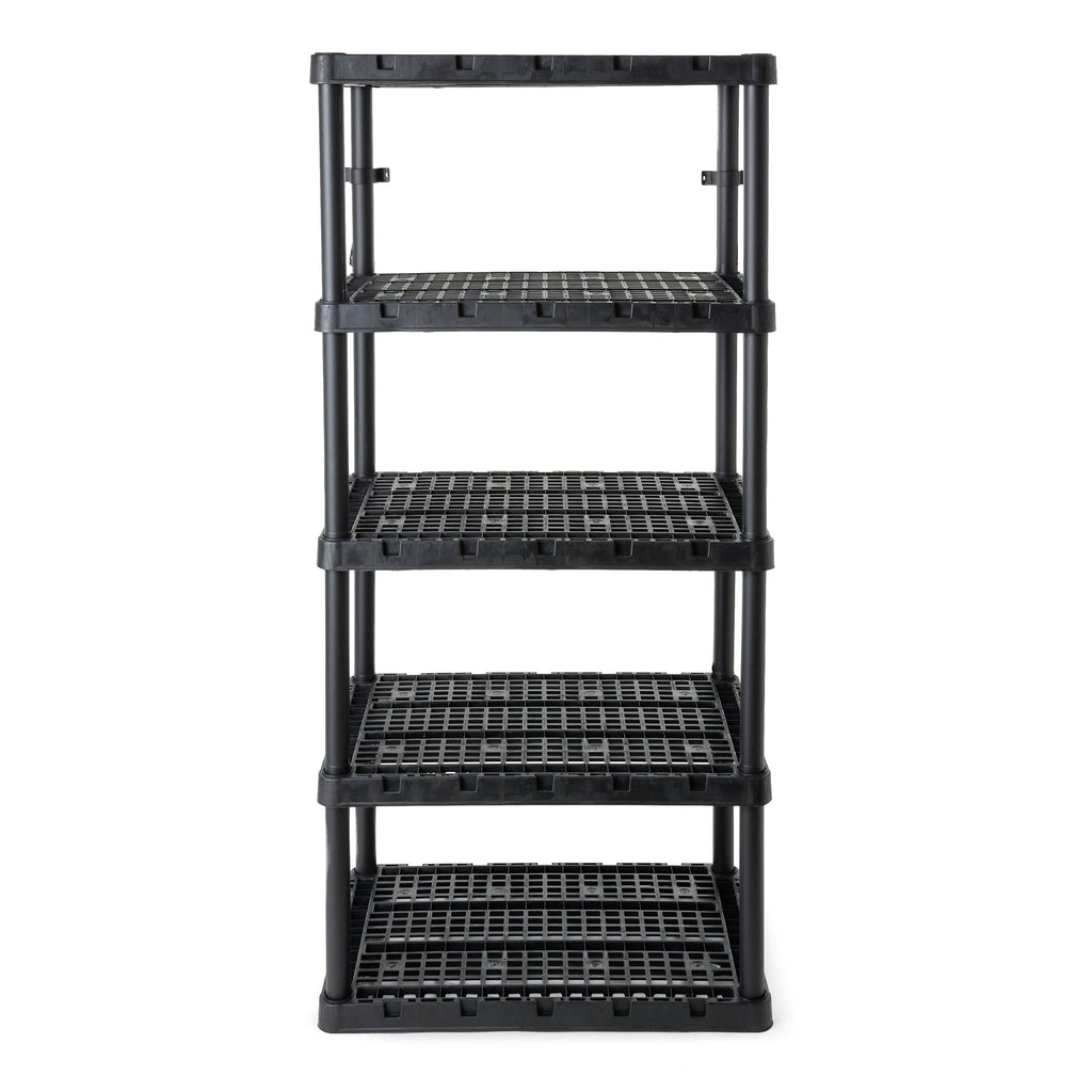 Gracious Living 5 Shelf Knect-A-Shelf Ventilated Heavy Duty Storage, Black 2Pack-Furniture | Shelving | Bookcases & Standing Shelves-Grease Monkey Garage