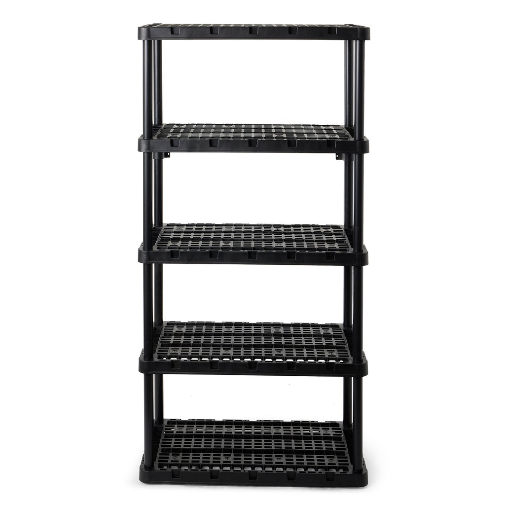 Gracious Living 5 Shelf Knect-A-Shelf Ventilated Heavy Duty Storage Unit, Black-Furniture | Shelving | Bookcases & Standing Shelves-Grease Monkey Garage