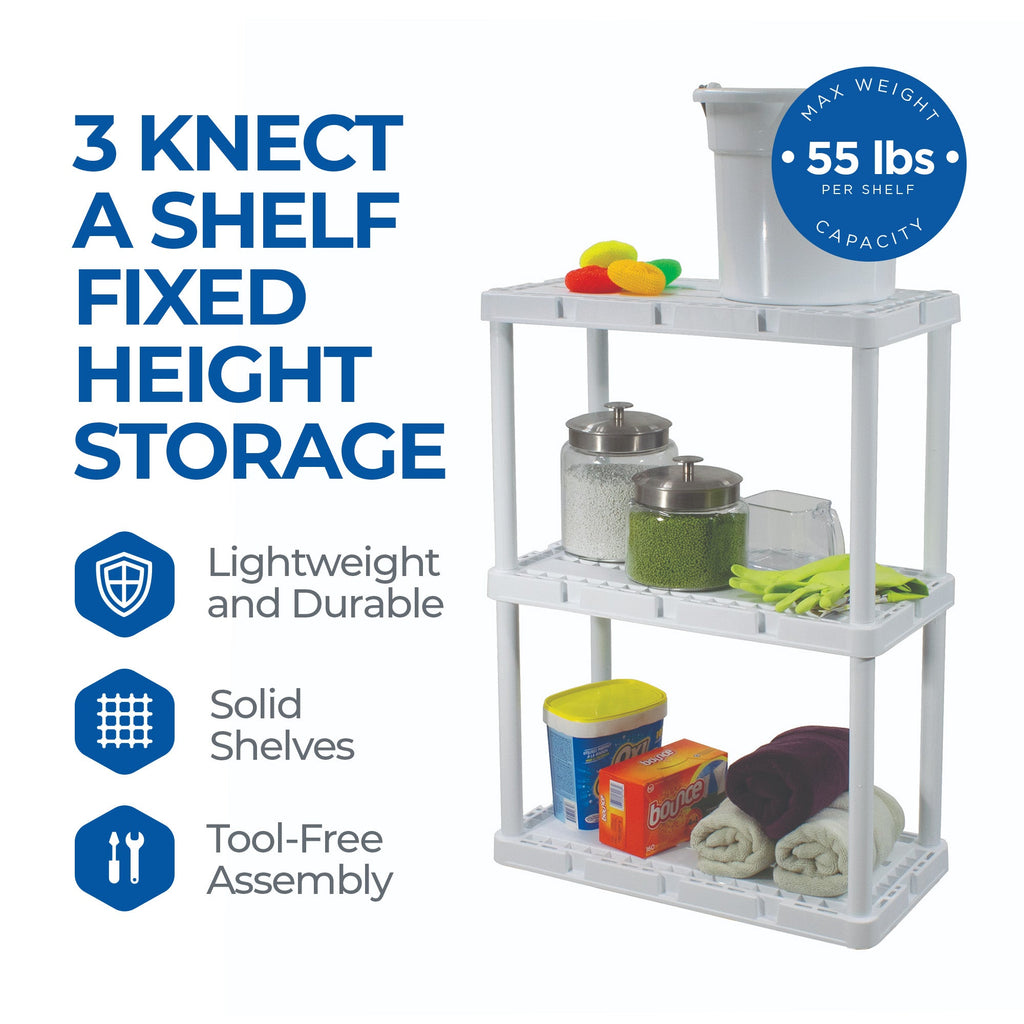 Gracious Living Knect A Shelf 3 Shelf Interlocking Organizers, White (2 Pack)-Home & Garden | Household Supplies | Storage & Organization | Household Storage Caddies-Grease Monkey Garage