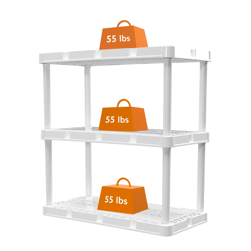 Gracious Living Knect A Shelf 3 Shelf Interlocking Organizers, White (2 Pack)-Home & Garden | Household Supplies | Storage & Organization | Household Storage Caddies-Grease Monkey Garage