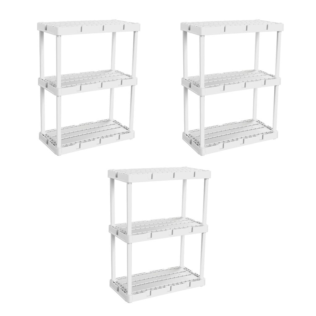 Gracious Living Knect A Shelf 3 Shelf Interlocking Organizers, White (3 Pack)-Home & Garden | Household Supplies | Storage & Organization | Household Storage Caddies-Grease Monkey Garage