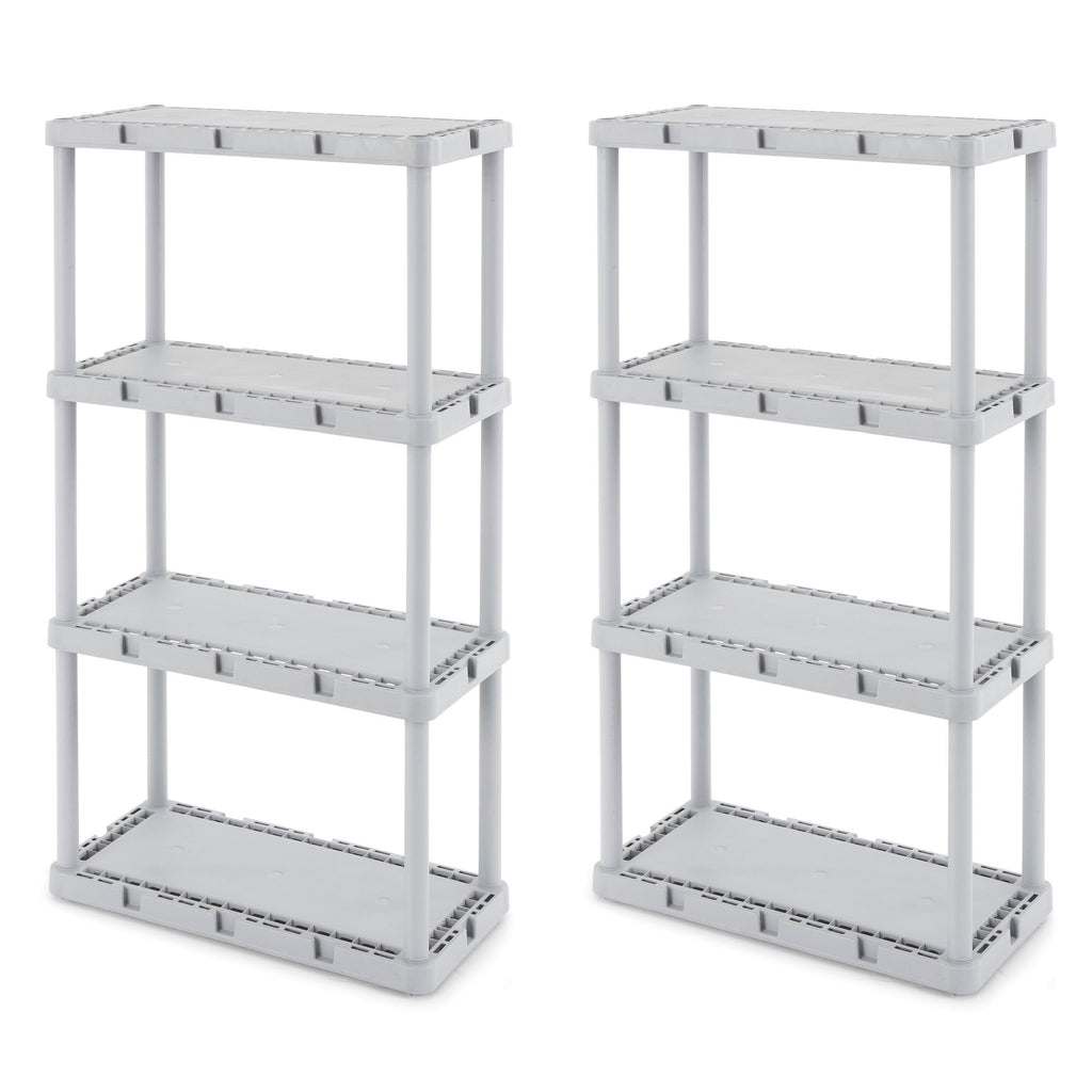 Gracious Living Knect-A-Shelf 4 Tier Light Duty Storage Shelving System (2 Pack)-Furniture | Shelving | Bookcases & Standing Shelves-Grease Monkey Garage