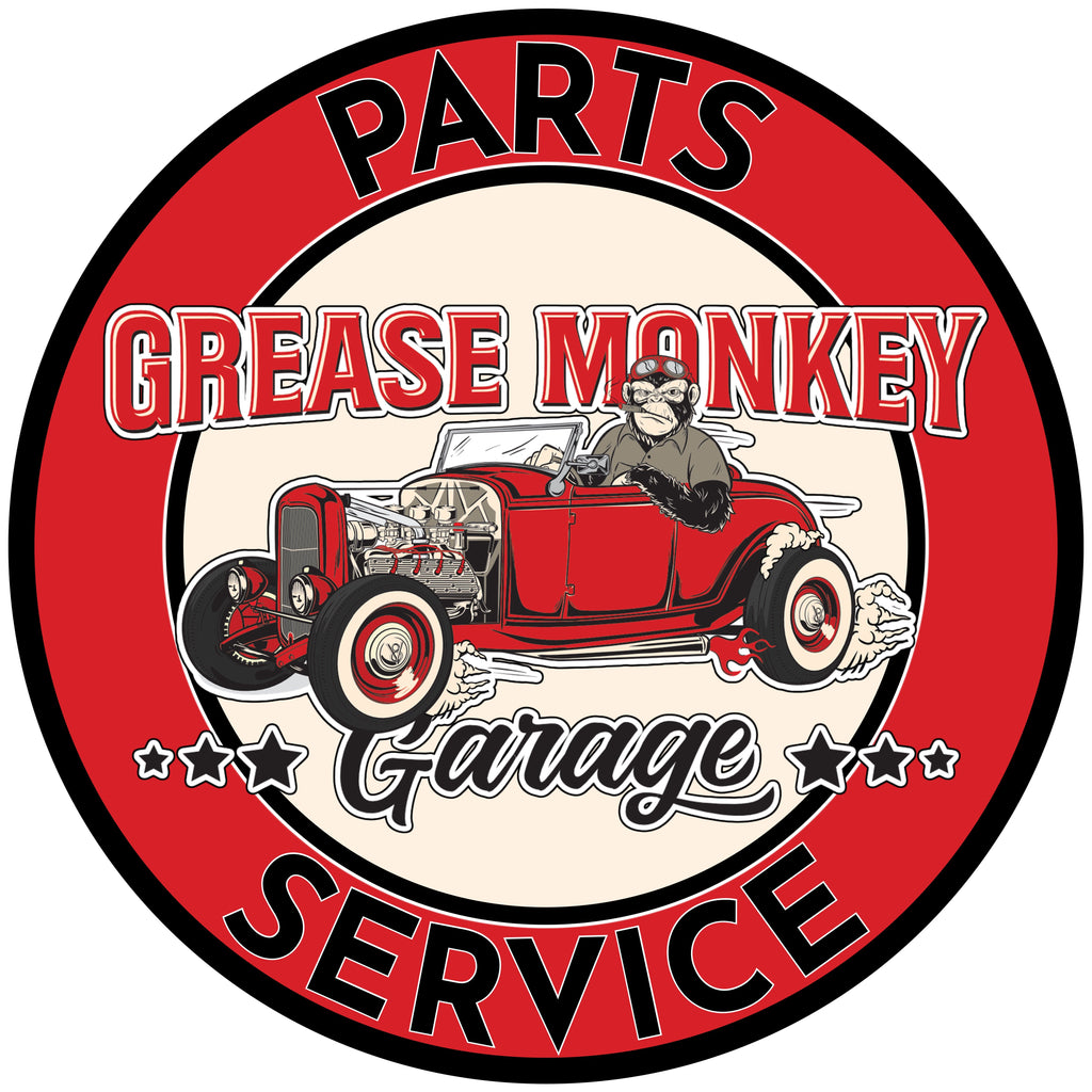 Grease Monkey Garage Parts and Service Metal Sign-Metal Signs-Grease Monkey Garage