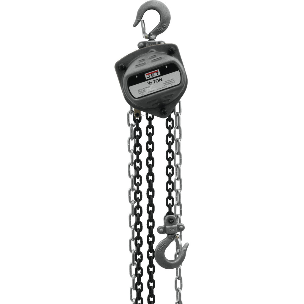 Jet S90-050-10 Contractor 0.5 Ton Hand Chain Hoist with 10 Foot Lift & 2 Hooks-Business & Industrial | Material Handling | Lifts & Hoists | Hoists, Cranes & Trolleys-Grease Monkey Garage