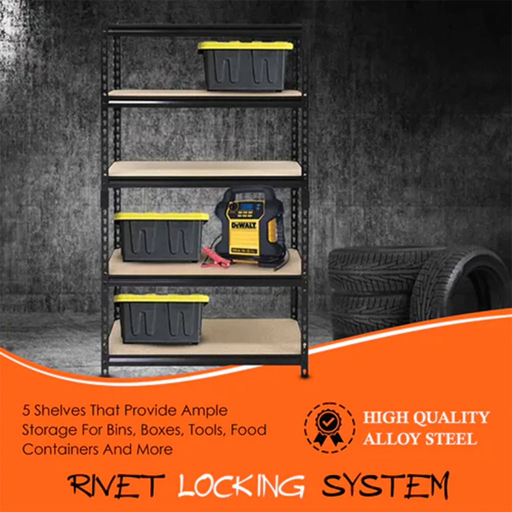 Juggernaut Storage 18" x 72" 5 Shelf Steel Utility Shelving Storage Unit, Black-Business & Industrial | Industrial Storage | Industrial Shelving-Grease Monkey Garage