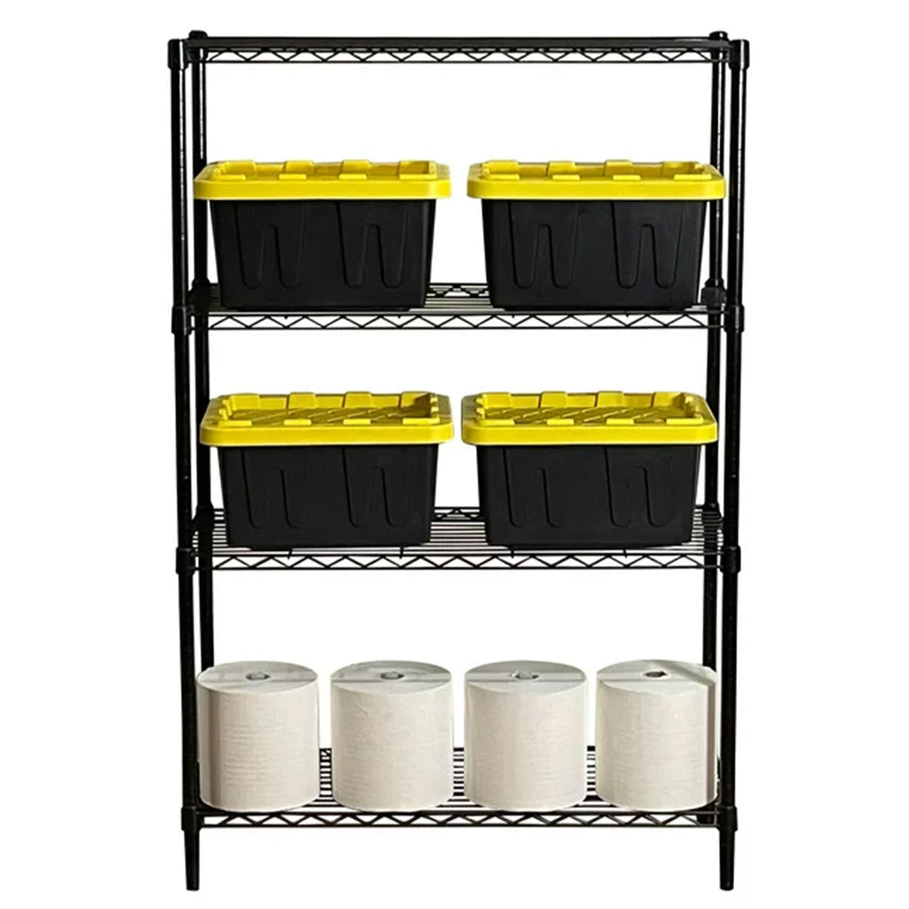 Juggernaut Storage 36" x 54" 4-Tier Freestanding Wire Home Shelving Unit, Black-*Furniture | Shelving | Bookcases & Standing Shelves-Grease Monkey Garage