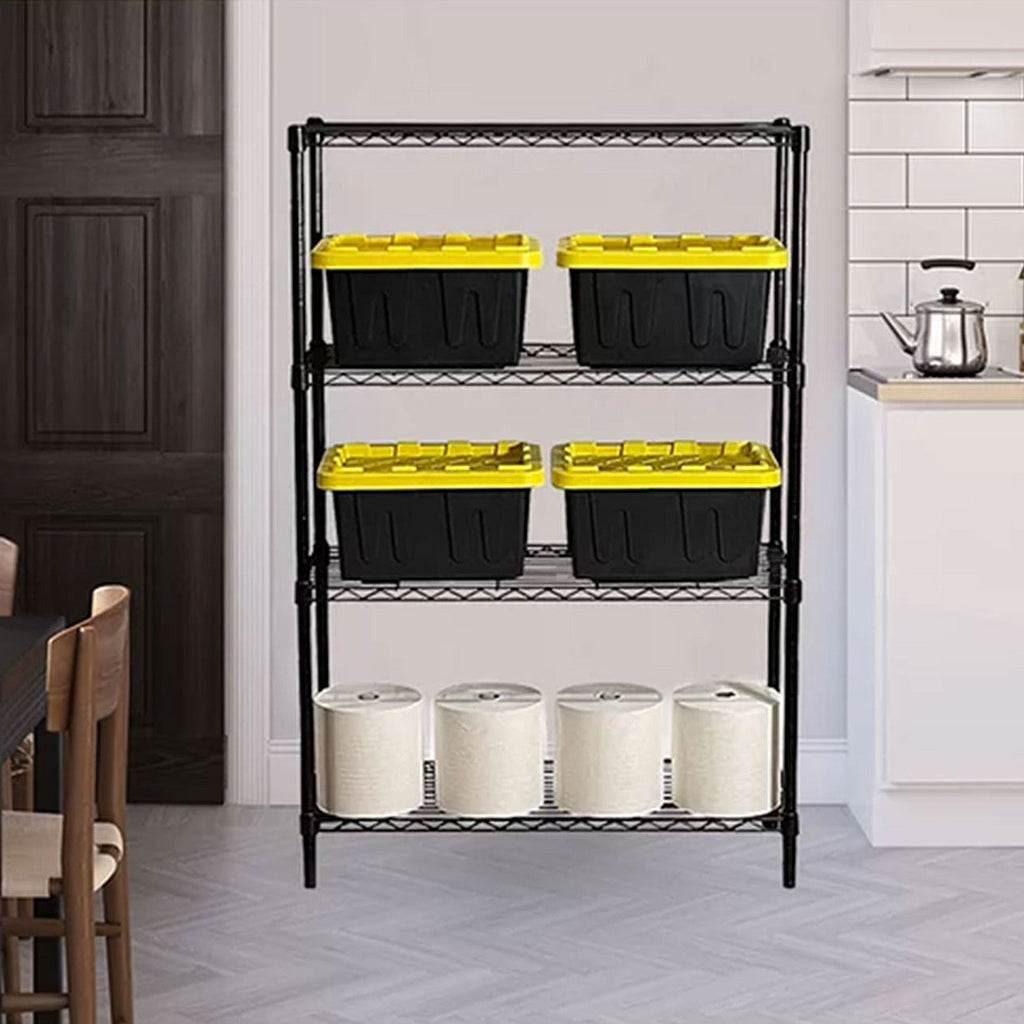 Juggernaut Storage 36" x 54" 4-Tier Freestanding Wire Home Shelving Unit, Black-*Furniture | Shelving | Bookcases & Standing Shelves-Grease Monkey Garage