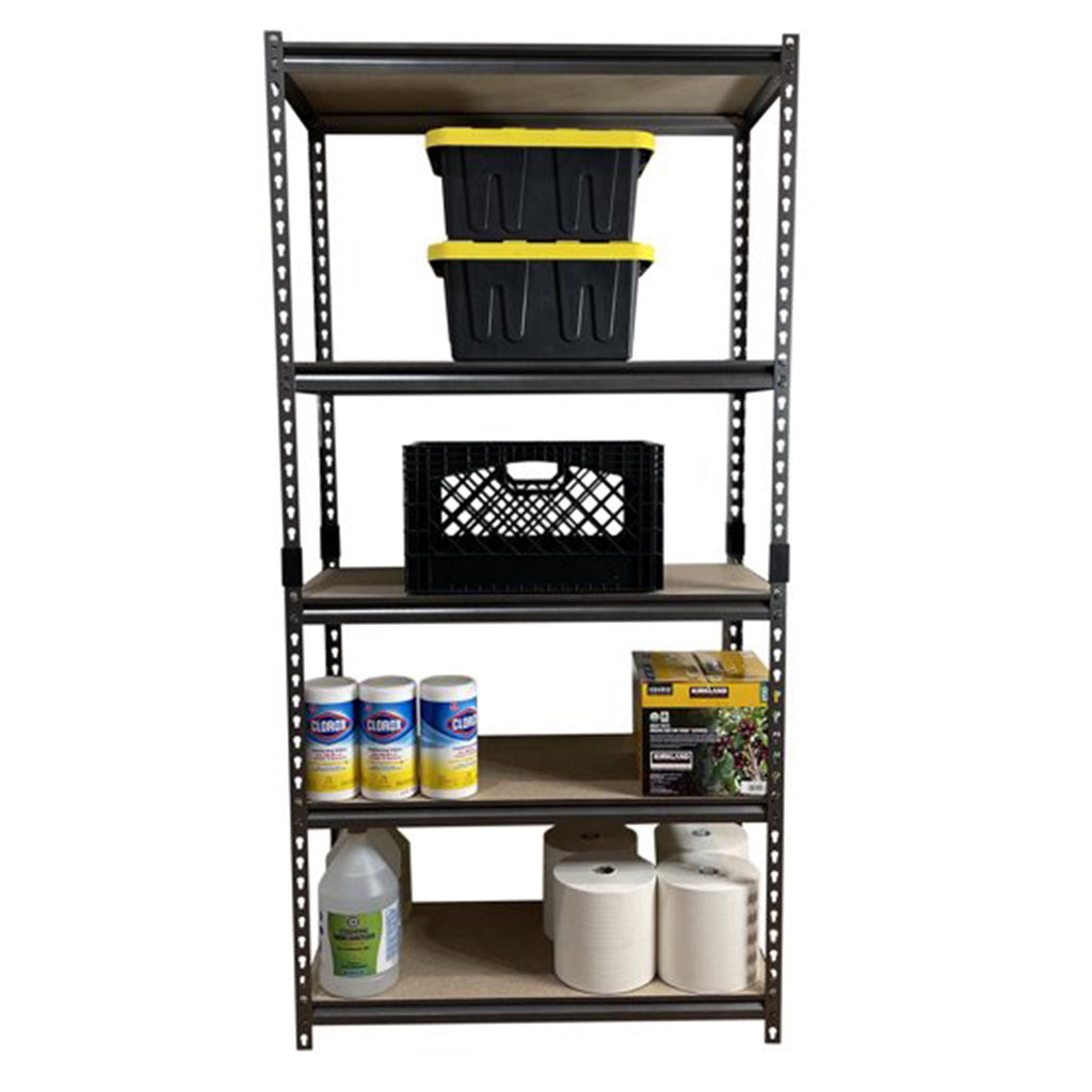 Juggernaut Storage 36" x 72" 5 Shelf Steel Utility Shelving Storage Unit, Black-*Furniture | Shelving | Bookcases & Standing Shelves-Grease Monkey Garage