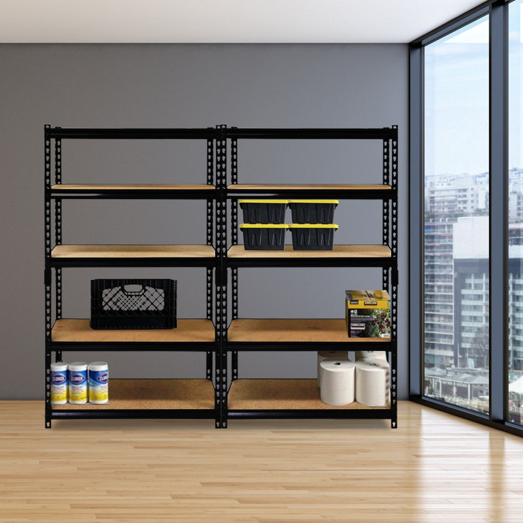 Juggernaut Storage 36" x 72" 5 Shelf Steel Utility Shelving Storage Unit, Black-*Furniture | Shelving | Bookcases & Standing Shelves-Grease Monkey Garage