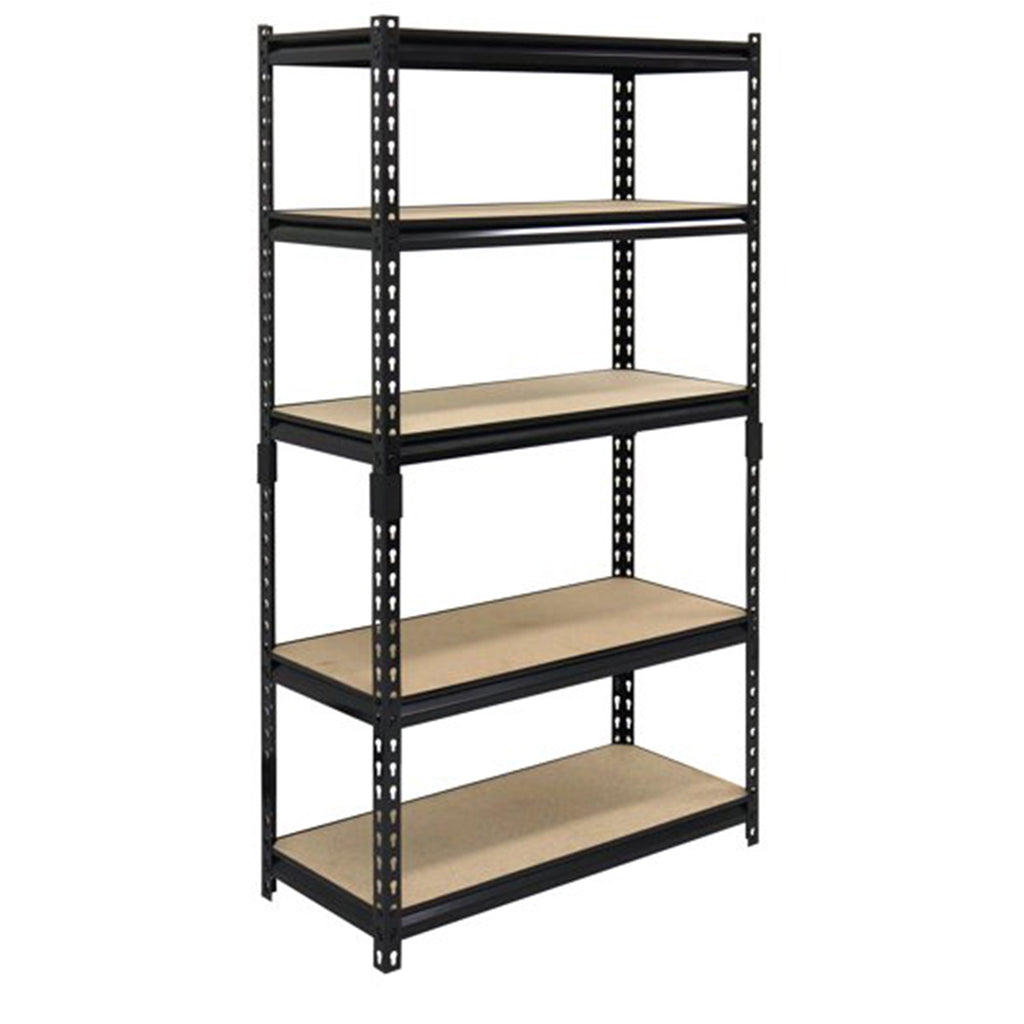 Juggernaut Storage 36" x 72" 5 Shelf Steel Utility Shelving Storage Unit, Black-*Furniture | Shelving | Bookcases & Standing Shelves-Grease Monkey Garage