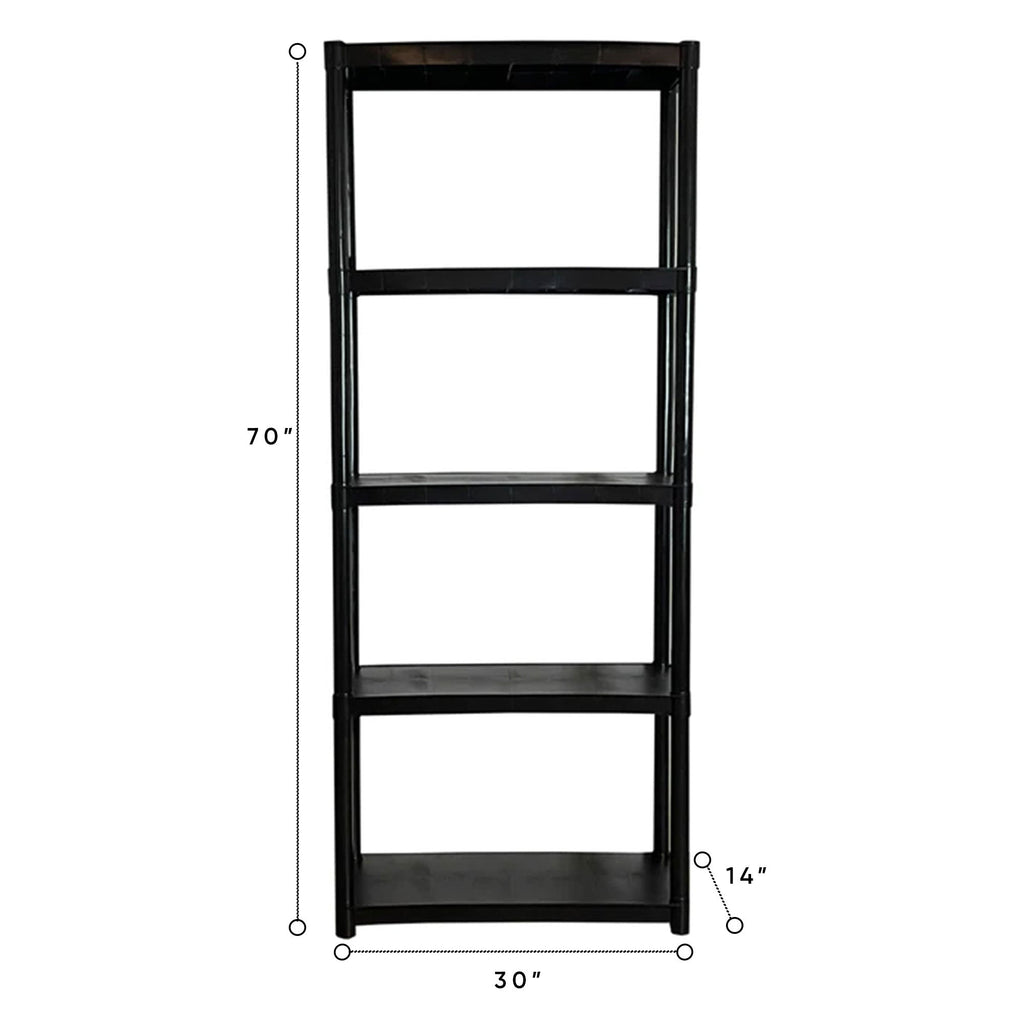 Juggernaut Storage 70" Plastic 5 Tier Garage/Shed Utility Shelving Rack, Black-*Business&Industrial | Industrial Storage | Industrial Shelving-Grease Monkey Garage