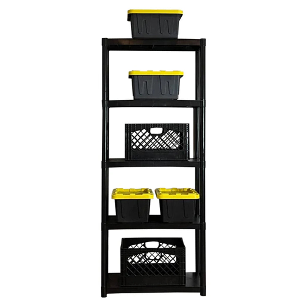 Juggernaut Storage 70" Plastic 5 Tier Garage/Shed Utility Shelving Rack, Black-*Business&Industrial | Industrial Storage | Industrial Shelving-Grease Monkey Garage