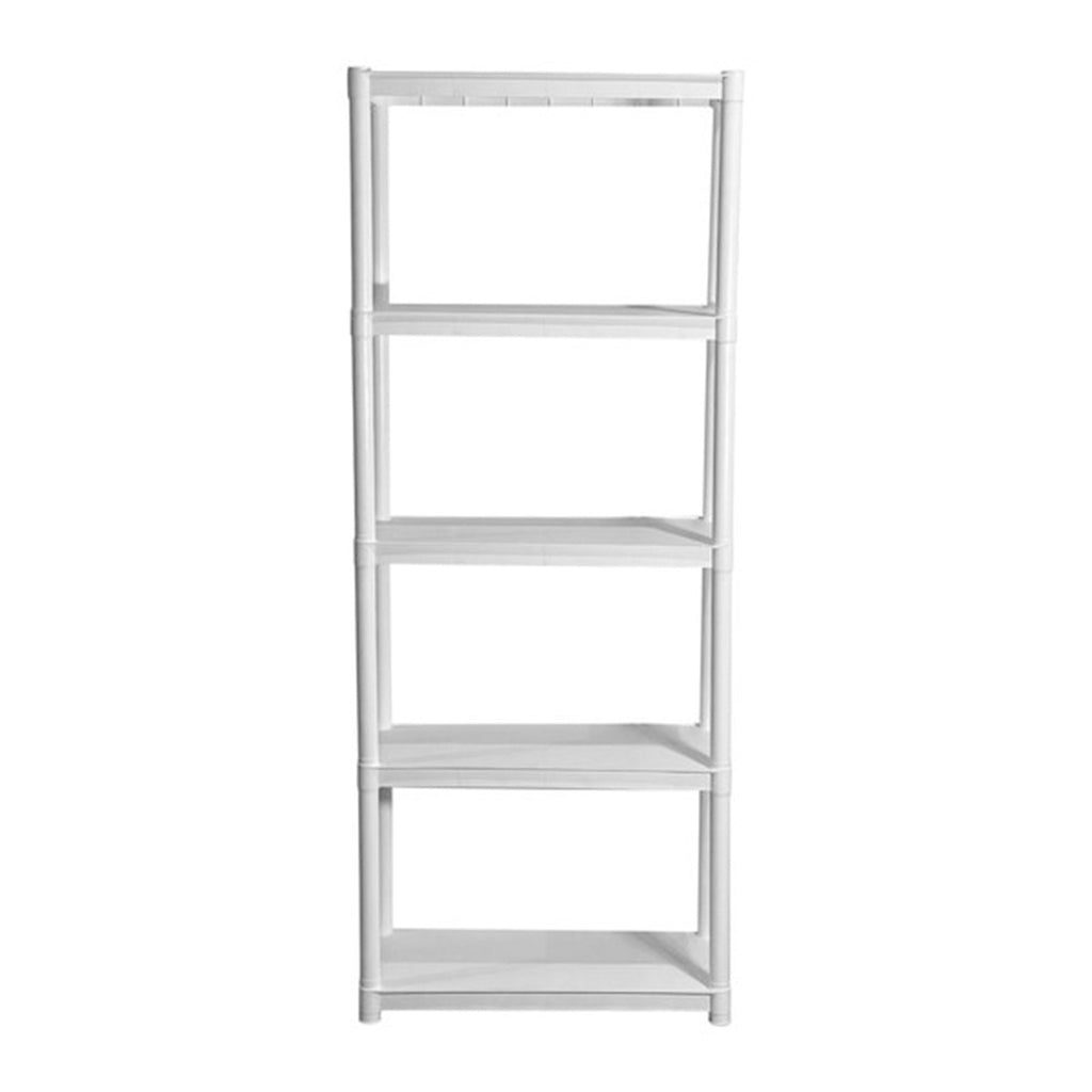 Juggernaut Storage 75.5" Plastic 5 Tier Garage/Shed Utility Shelving Rack, White-Furniture | Shelving | Bookcases & Standing Shelves-Grease Monkey Garage