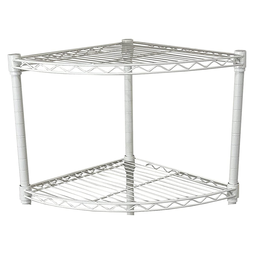 Juggernaut Storage Steel Wire 5-Tier Corner Home Shelving Unit Tower, White-*Business&Industrial | Industrial Storage | Industrial Shelving-Grease Monkey Garage