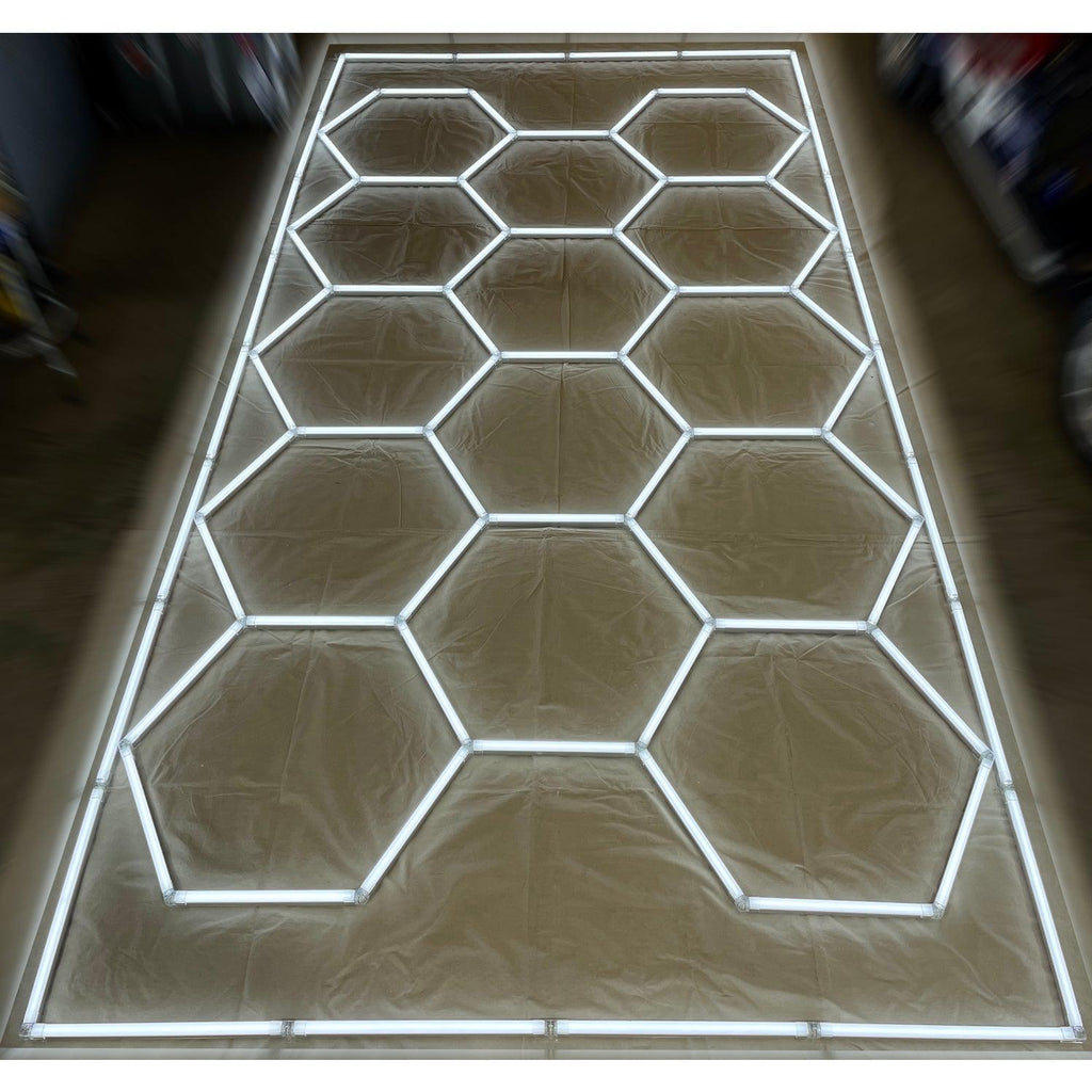 LED Hexagon Lighting System 8'x16'-LED Hex Lighting-Grease Monkey Garage