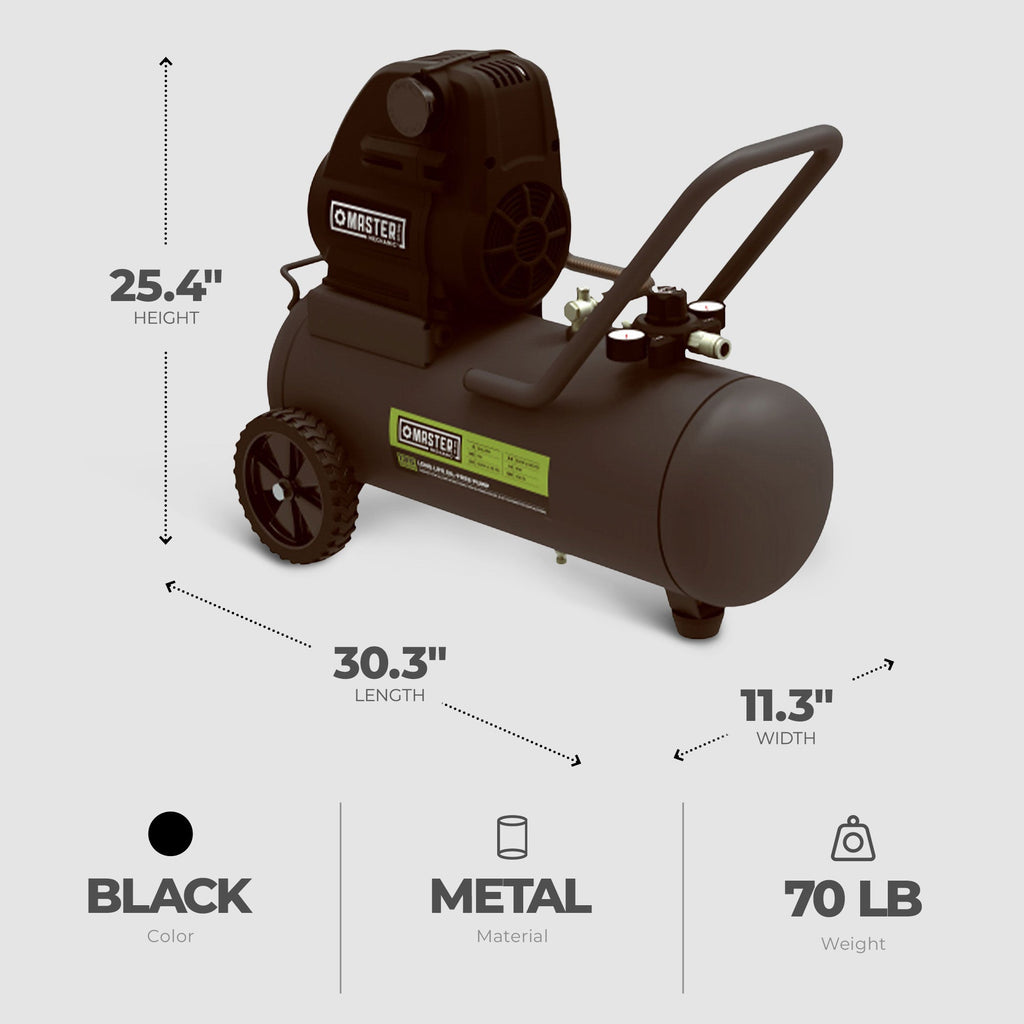 Master Mechanic 8 Gallon Portable Oil Free Air Compressor with Enclosed Motor-Hardware | Tools | Compressors-Grease Monkey Garage