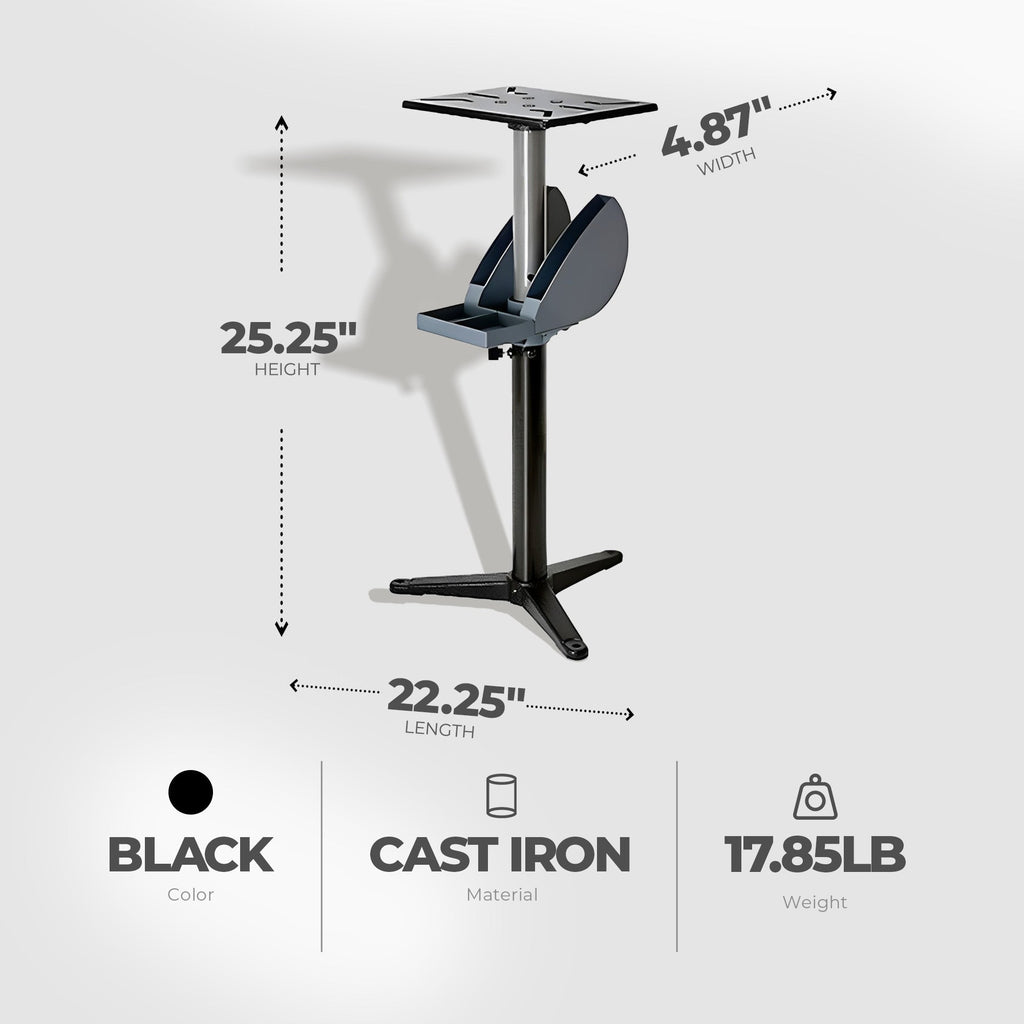 Master Mechanic Adjustable Grinder Pedestal with Tool Holder and Cast Iron Base-Hardware | Tools | Grinders-Grease Monkey Garage