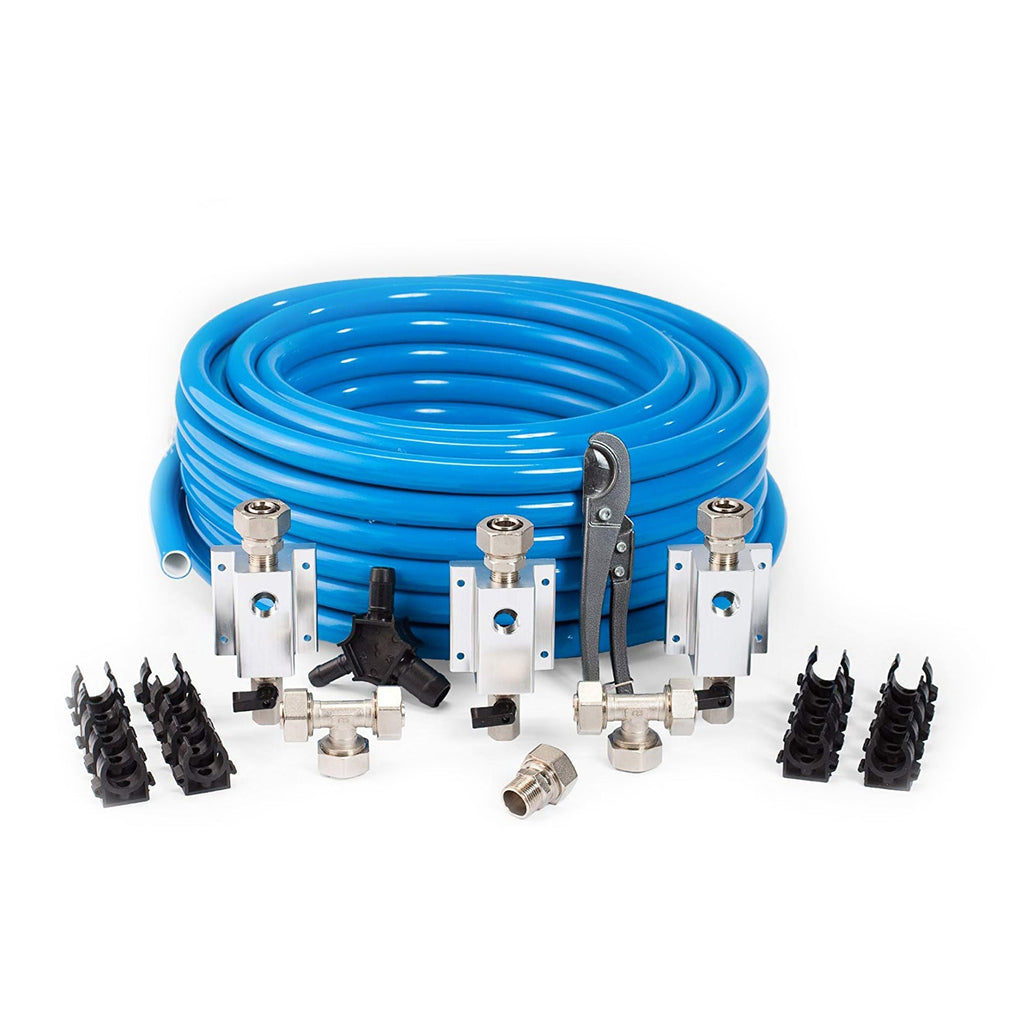 MaxLine 100 Foot 0.75 Inch Semi-Flexible Compressed Air Tubing Master Kit, Blue-Hardware | Tools | Compressors-Grease Monkey Garage