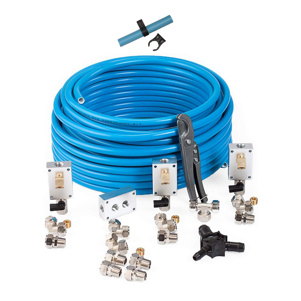 MaxLine 100 Ft 0.5 In Semi Flexible Air Tubing Kit & Pipe Mount Clips (10 Pack)-*Hardware | Tools | Compressors-Grease Monkey Garage