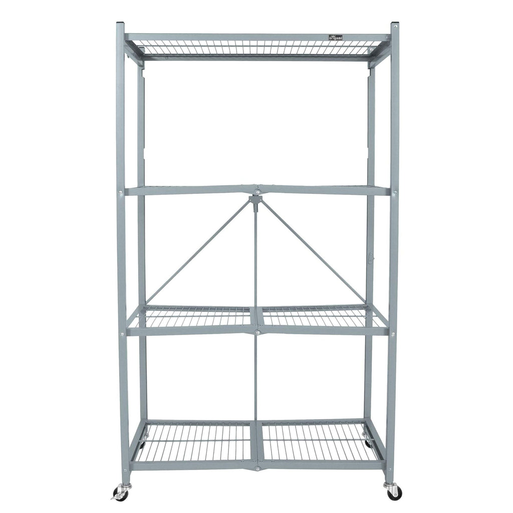 Origami 4 Tier Foldable Heavy Duty Garage Shelving with Wheels for Organization-Furniture | Shelving | Bookcases & Standing Shelves-Grease Monkey Garage