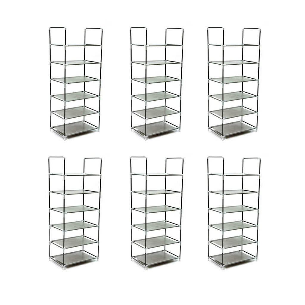 Origami Steel Framed 6 Tier Multi Purpose Home Garage Shelf Rack Stand (6 Pack)-Home & Garden | Household Supplies | Storage & Organization | Household Storage Caddies-Grease Monkey Garage