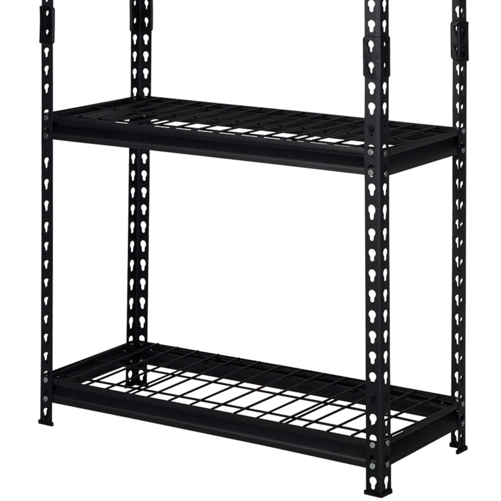 Pachira 30"W x 60"H 4 Shelf Steel Shelving for Home and Office Organizing, Black-Furniture | Shelving | Bookcases & Standing Shelves-Grease Monkey Garage