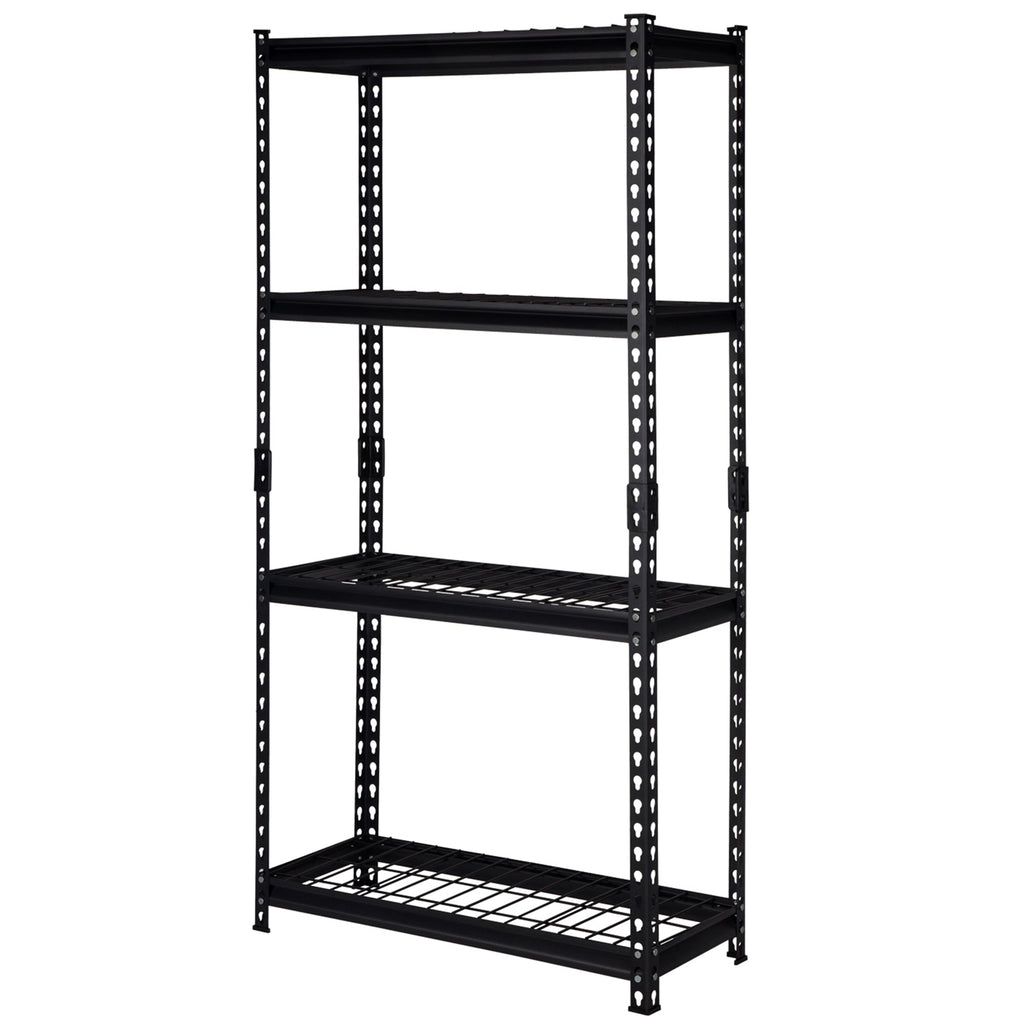 Pachira 30"W x 60"H 4 Shelf Steel Shelving for Home and Office Organizing, Black-Furniture | Shelving | Bookcases & Standing Shelves-Grease Monkey Garage