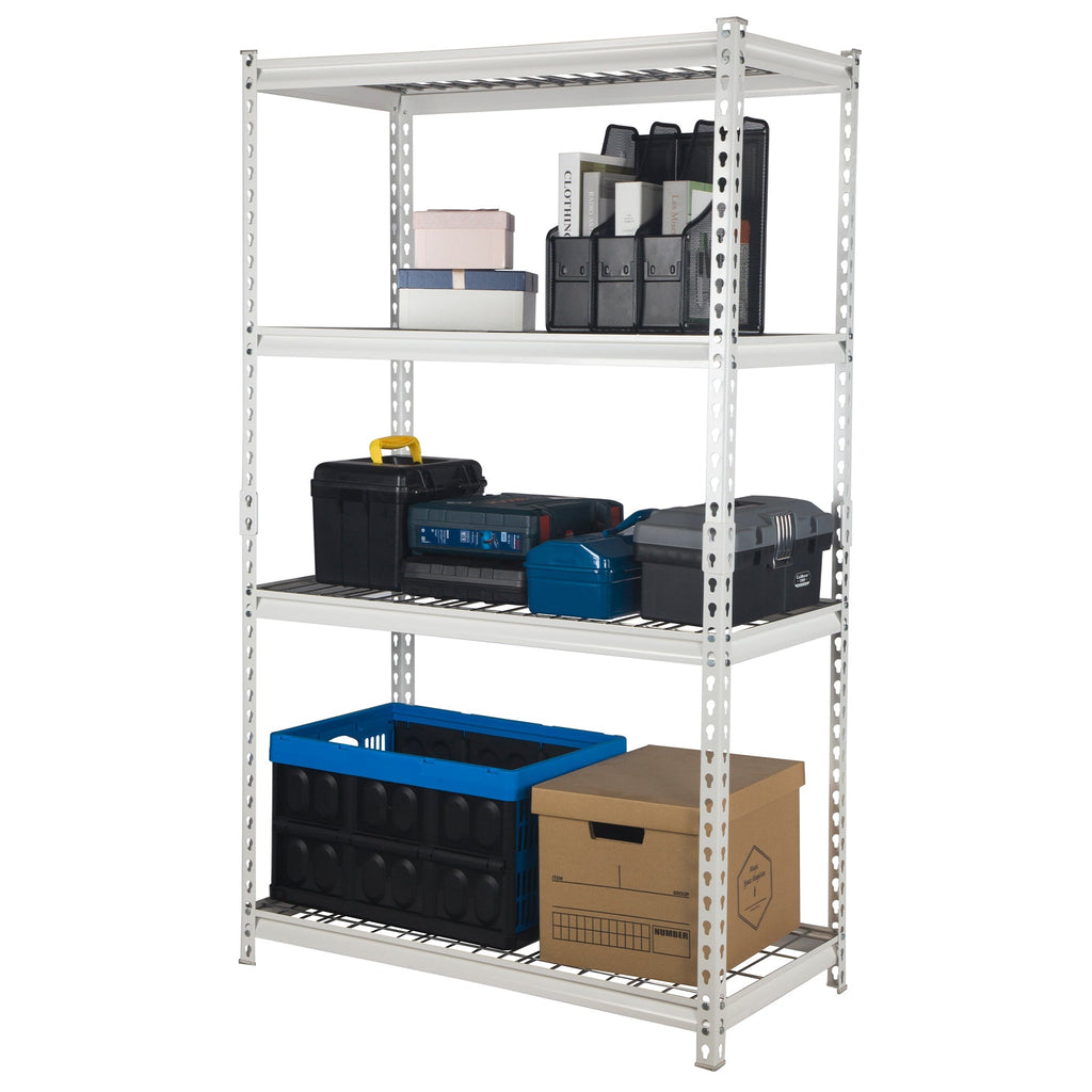 Pachira 30"W x 60"H 4 Shelf Steel Shelving for Home and Office Organizing, White-Business & Industrial | Industrial Storage | Industrial Shelving-Grease Monkey Garage