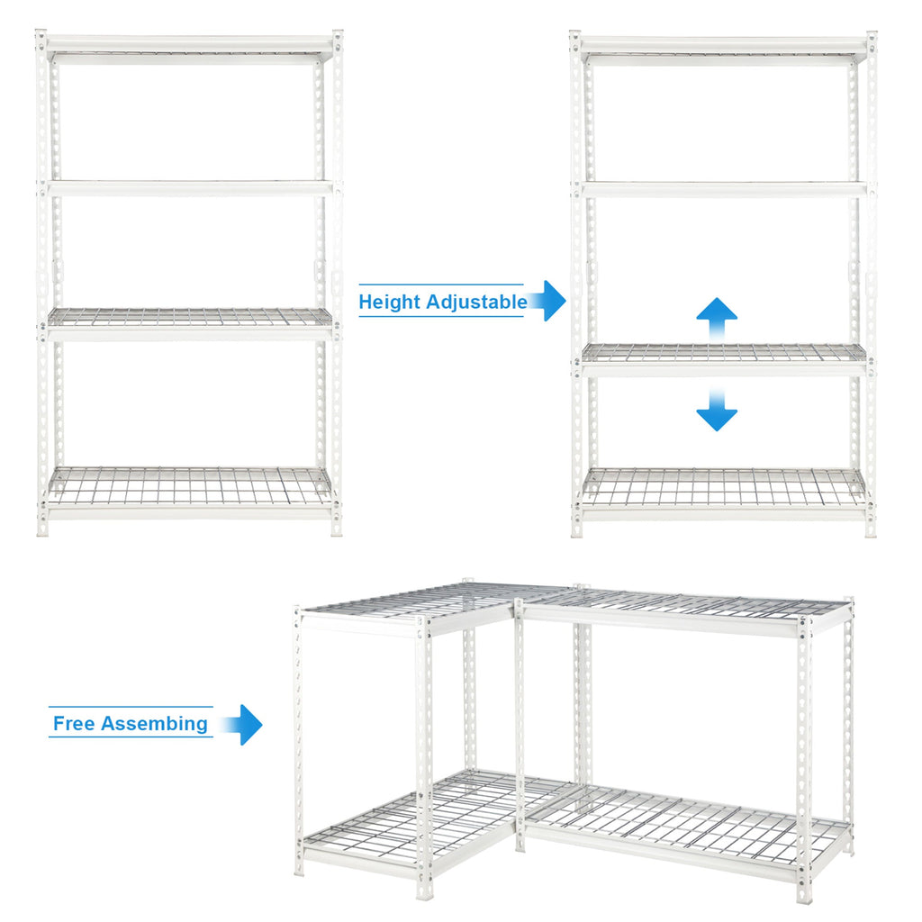 Pachira 36"W x 60"H 4 Shelf Steel Shelving for Home and Office Organizing, White-*Business&Industrial | Industrial Storage | Industrial Shelving-Grease Monkey Garage