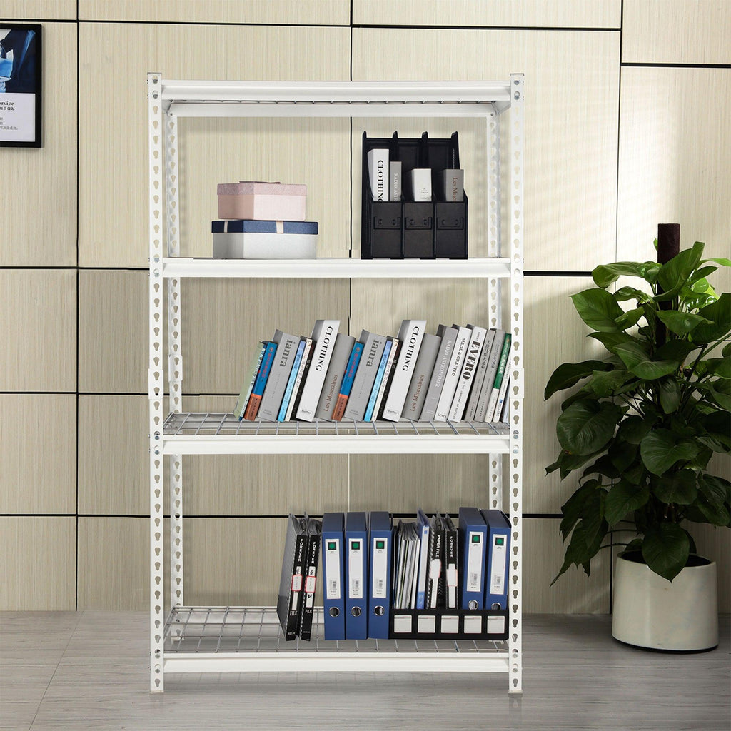 Pachira 36"W x 60"H 4 Shelf Steel Shelving for Home and Office Organizing, White-*Business&Industrial | Industrial Storage | Industrial Shelving-Grease Monkey Garage