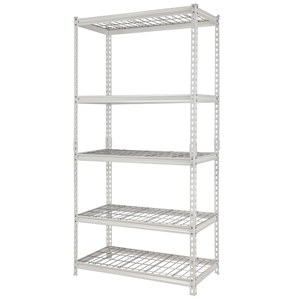 Pachira 36"W x 72"H 5 Shelf Steel Shelving for Home and Office Organizing, White-*Business&Industrial | Industrial Storage | Industrial Shelving-Grease Monkey Garage