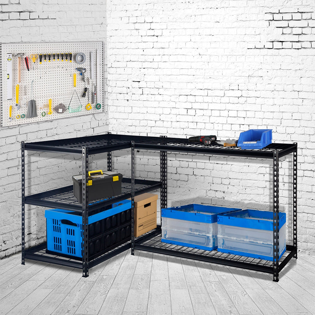 Pachira 48"W x 72"H 5 Shelf Steel Shelving for Home and Office Organizing, Black-*Business&Industrial | Industrial Storage | Industrial Shelving-Grease Monkey Garage