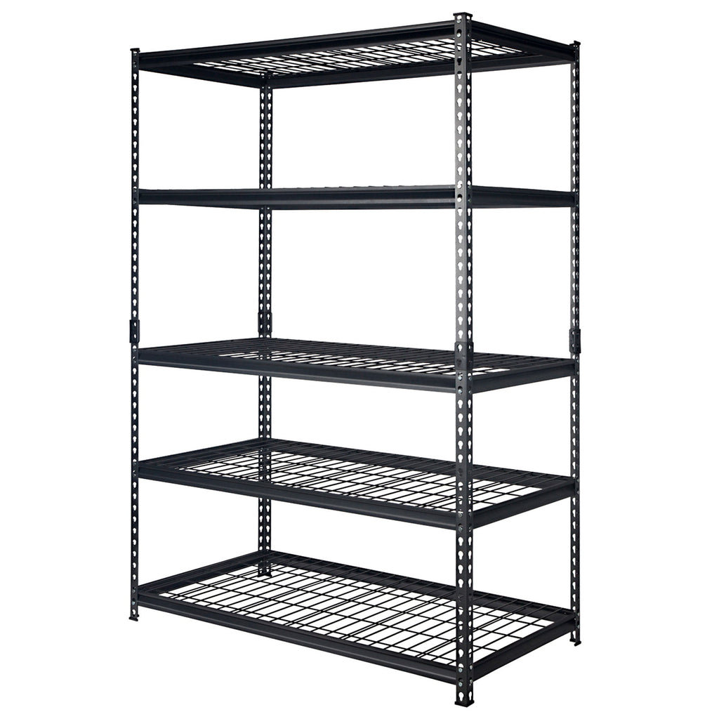 Pachira 60"W x 72"H 5 Shelf Steel Shelving for Home and Office Organizing, Black-*Business&Industrial | Industrial Storage | Industrial Shelving-Grease Monkey Garage