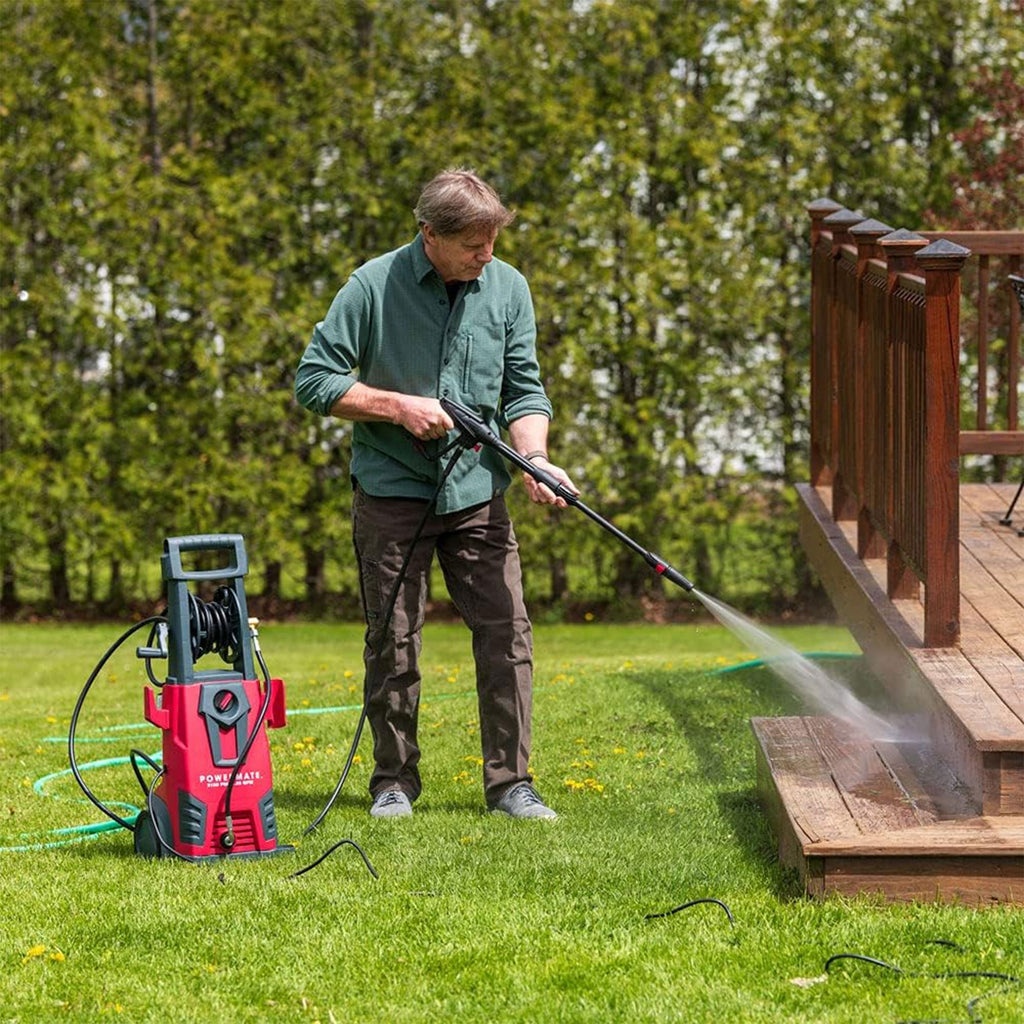 Powermate 2100 PSI Cold Water Electric Pressure Washer with Onboard Storage, Red-*Home&Garden | Lawn & Garden | Outdoor Power Equipment | Pressure Washers-Grease Monkey Garage