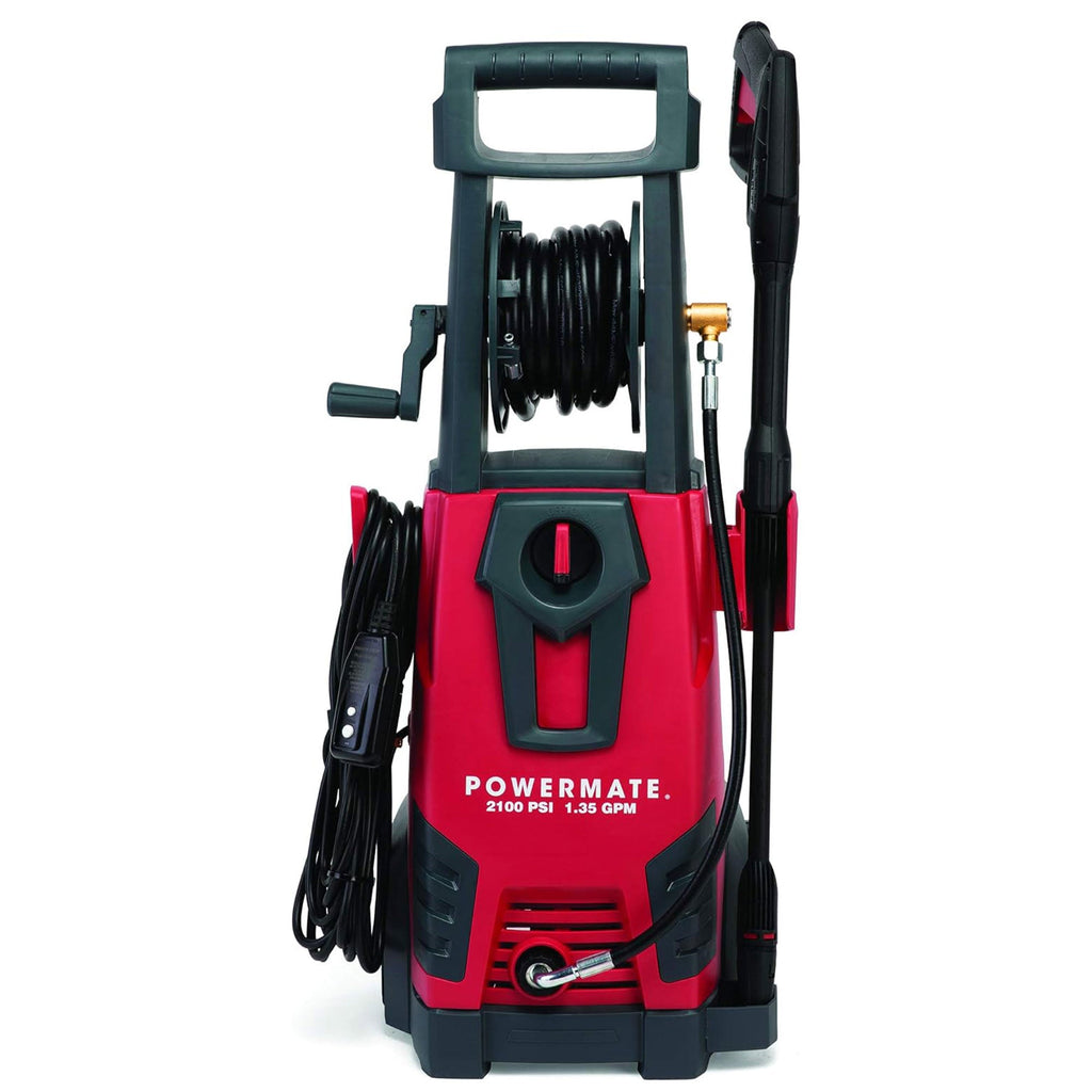 Powermate 2100 PSI Cold Water Electric Pressure Washer with Onboard Storage, Red-*Home&Garden | Lawn & Garden | Outdoor Power Equipment | Pressure Washers-Grease Monkey Garage