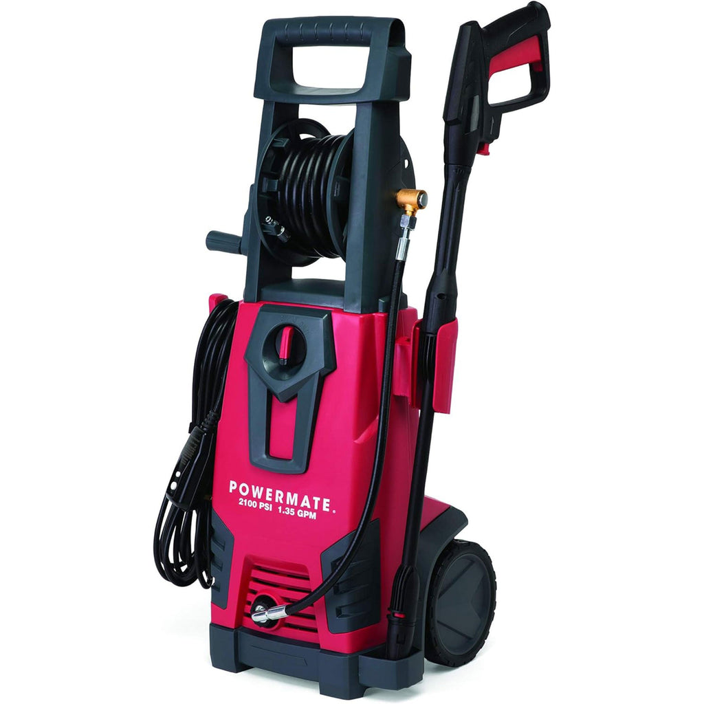 Powermate 2100 PSI Cold Water Electric Pressure Washer with Onboard Storage, Red-*Home&Garden | Lawn & Garden | Outdoor Power Equipment | Pressure Washers-Grease Monkey Garage